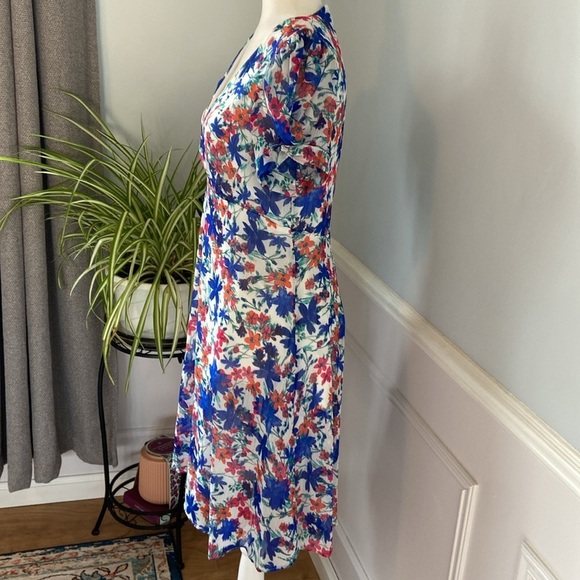 Calvin Klein Women's Puff-Sleeve Midi Dress, Atlantis Multi Size 6 Floral - Picture 7 of 14